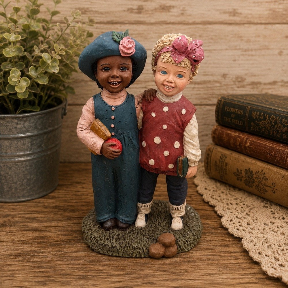 Vintage 1975 M Holcombe God Is Love Figurine Jewel and Judy Friends Statue